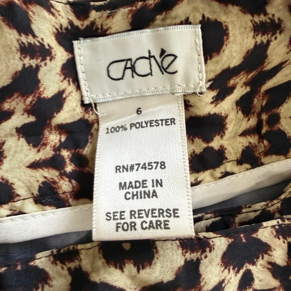 Vintage Cache Wide Leg Animal Print Pants Brown Palazzo‎ Flowy Y2K Earthy Brat 6